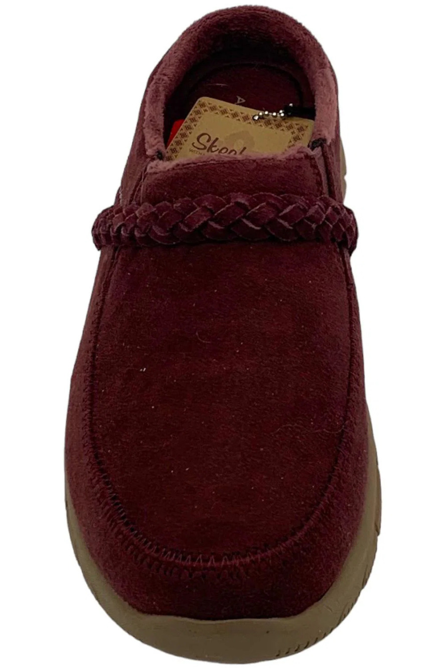 Skechers Easy Going Water Repellent Suede Clogs Darling Thing Burgundy - Wide - Picture 2 of 3